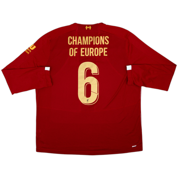 2019-20 Liverpool Home L/S Shirt Champions of Europe #6 - 7/10 - (XXL)