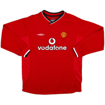 2000-02 Manchester United Home L/S Shirt - 10/10 - (L.Boys)