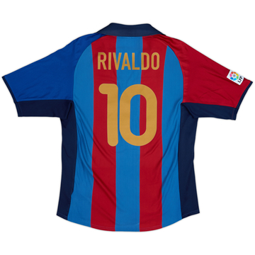 2001-02 Barcelona Home Shirt Rivaldo #10 - 6/10 - (M)