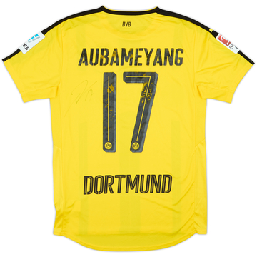 2016-17 Borussia Dortmund Signed Home Shirt Aubameyang #17 - 5/10 - (M)