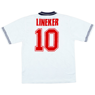 1990-92 England Home Shirt Lineker #10 - 8/10 - (L)