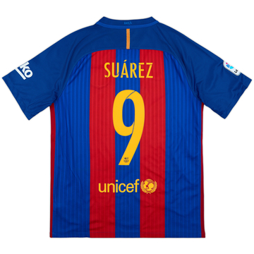 2016-17 Barcelona Home Shirt Suarez #9 - 6/10 - (M)