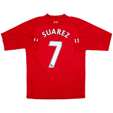 2013-14 Liverpool Home L/S Shirt Suarez #7 - 9/10 - (M)
