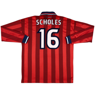 1998 England FIFA World Cup Away L/S Shirt Scholes #16 - 9/10 - (XL)