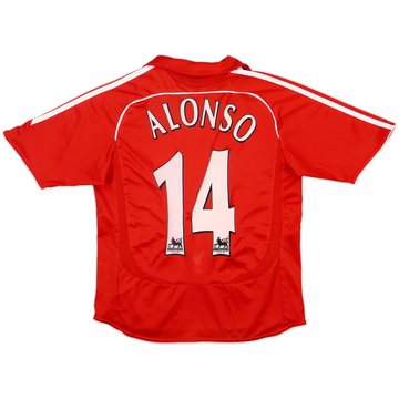 2006-08 Liverpool Home Shirt Alonso #14 - 7/10 - (L.Boys)