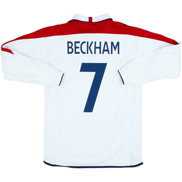 2003-05 England Home L/S Shirt Beckham #7 - 6/10 - (M)
