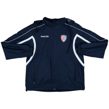 2008-09 Cagliari Macron Hooded Rain Jacket - 8/10 - (L)