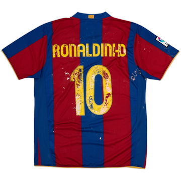 2007-08 Barcelona Home Shirt Ronaldinho #10 - 3/10 - (L)