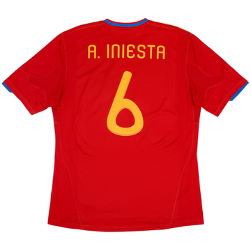 2009-10 Spain Home Shirt A.Iniesta #6 - 7/10 - (XL)