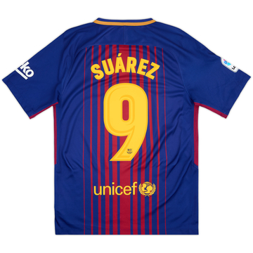 2017-18 Barcelona Home Shirt Suarez #9 - 9/10 - (S)
