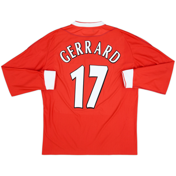 2002-04 Liverpool Home L/S Shirt Gerrard #17 - 8/10 - (L)