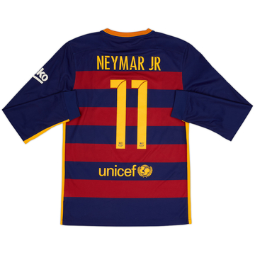 2015-16 Barcelona Home L/S Shirt Neymar Jr #11 - 7/10 - (S)