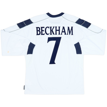 Camiseta de la tercera equipación de manga larga del Manchester United 1999-00 Beckham #7 - 8/10 - (L)