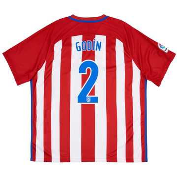 2016-17 Atletico Madrid Home Shirt Godin #2 - 6/10 - (XXL)