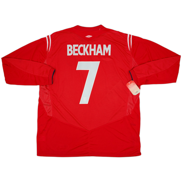 2004-06 England Away L/S Shirt Beckham #7 (XXL)