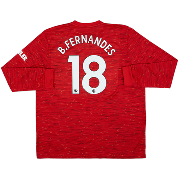 2020-21 Manchester United Home L/S Shirt B.Fernandes #18 - 10/10 - (XXL)