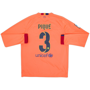 2014-15 Barcelona Away L/S Shirt Pique #3 - 5/10 - (L)