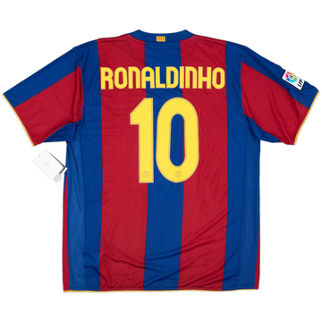2007-08 Barcelona Home Shirt Ronaldinho #10 (XL)