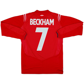 2004-06 England Away L/S Shirt Beckham #7 - 7/10 - (S)