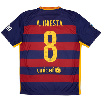 2015-16 Barcelona Home Shirt A.Iniesta #8 - 8/10 - (M)