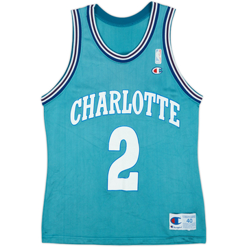 1992-95 Charlotte Hornets Johnson #2 Champion Away Jersey - 6/10 - (M)