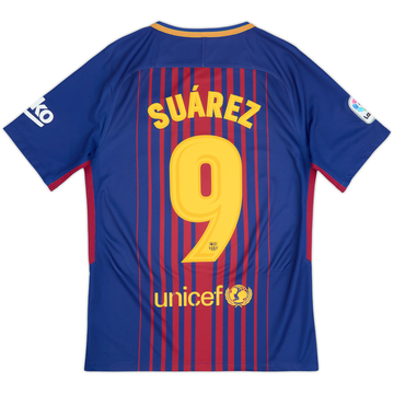 2017-18 Barcelona Home Shirt Suarez #9 - 6/10 - (S)