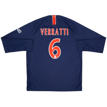 2018-19 Paris Saint-Germain Home L/S Shirt Verratti #6 - 9/10 - (L)