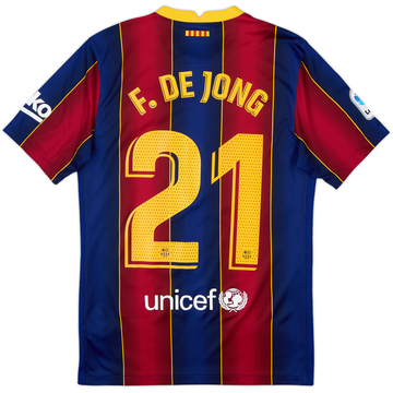 2020-21 Barcelona Home Shirt F.De Jong #21 - 10/10 - (S)