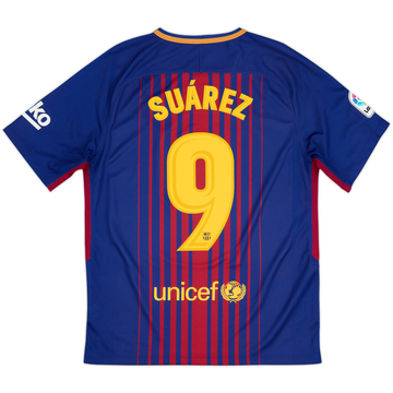 2017-18 Barcelona Home Shirt Suarez #9 - 8/10 - (M)