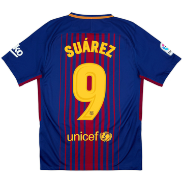 2017-18 Barcelona Home Shirt Suarez #9 - 9/10 - (S)