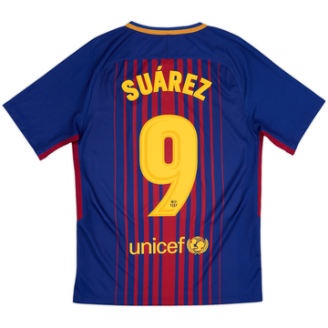 2017-18 Barcelona Home Shirt Suarez #9 - 10/10 - (S)