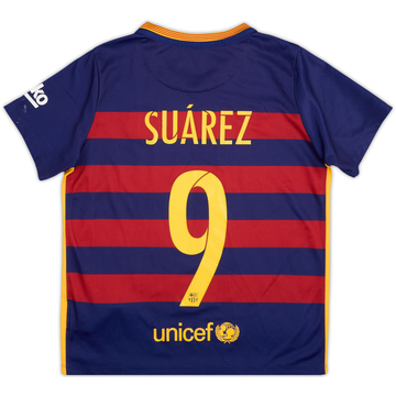 2015-16 Barcelona Home Shirt Suarez #9 - 9/10 - (7-8 Years)