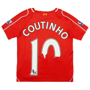 2014-15 Liverpool Home Shirt Coutinho #10 - 4/10 - (S.Boys)