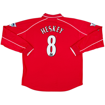 Camiseta de local de manga larga del Liverpool 2000-02 Heskey #8 - 8/10 - (XL)