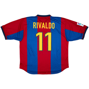 1998-00 Barcelona Home Shirt Rivaldo #11 - 8/10 - (XL)