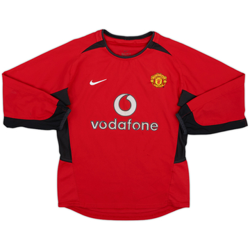 2002-04 Manchester United Home L/S Shirt - 6/10 - (S.Boys)