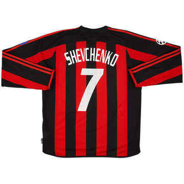 2003-04 AC Milan Home L/S Shirt Shevchenko #7 - 5/10 - (L)