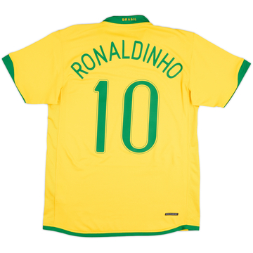 2006-08 Brazil Home Shirt Ronaldinho #10 - 7/10 - (M)