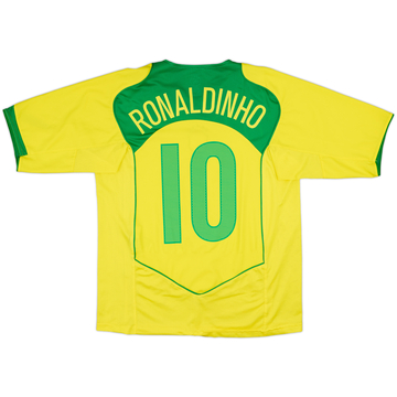 2004-06 Brazil Home Shirt Ronaldinho #10 - 9/10 - (M)