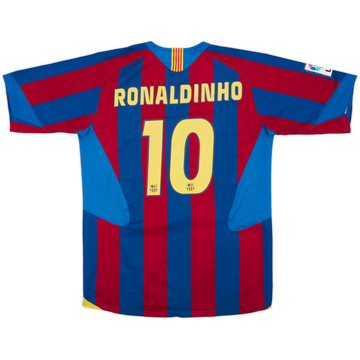 2005-06 Barcelona Home Shirt Ronaldinho #10 - 7/10 - (XL.Boys)
