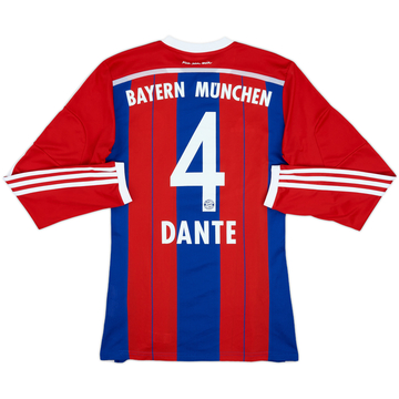 2014-15 Bayern Munich Home L/S Shirt Dante #4 - 8/10 - (S)