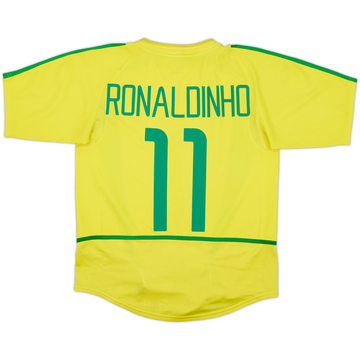2002-04 Brazil Home Shirt Ronaldinho #11 - 9/10 - (XL.Boys)