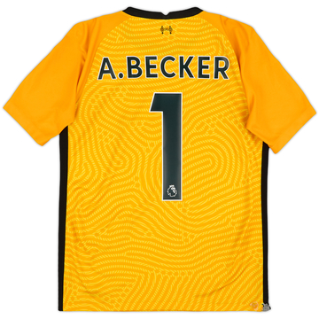 2020-21 Liverpool GK S/S Shirt A.Becker #1 - 8/10 - (XL.Boys)