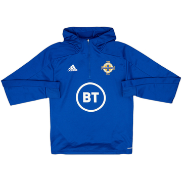 2021-22 Northern Ireland adidas Hooded 1/4 Zip Drill Top - 9/10 - (S)