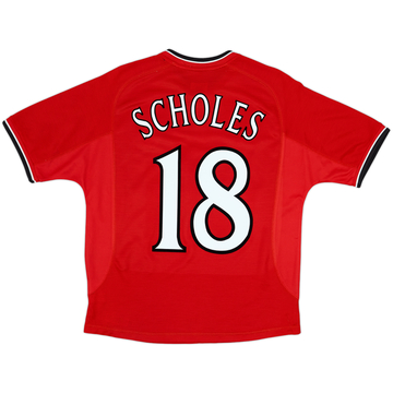 2000-02 Manchester United Home Shirt Scholes #18 - 8/10 - (Y)