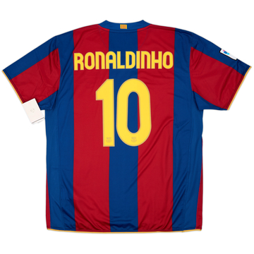 2007-08 Barcelona Home Shirt Ronaldinho #10 (XL)