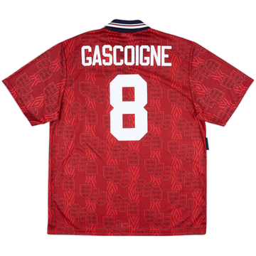 1993-95 England Away Shirt Gascoigne #8 - 9/10 - (XL)