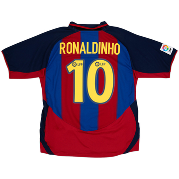 2003-04 Barcelona Home Shirt Ronaldinho #10 - 9/10 - (L)