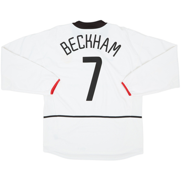 2002-03 Manchester United Away L/S Shirt Beckham #7 - 8/10 - (L)