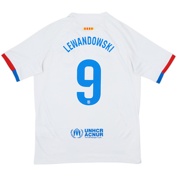 2023-24 Barcelona Away Shirt Lewandowski #9 - 7/10 - (XL.Boys)